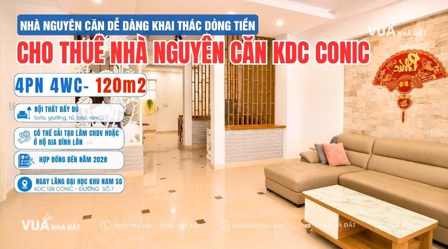 Cho thue nha nguyen can KDC Conic